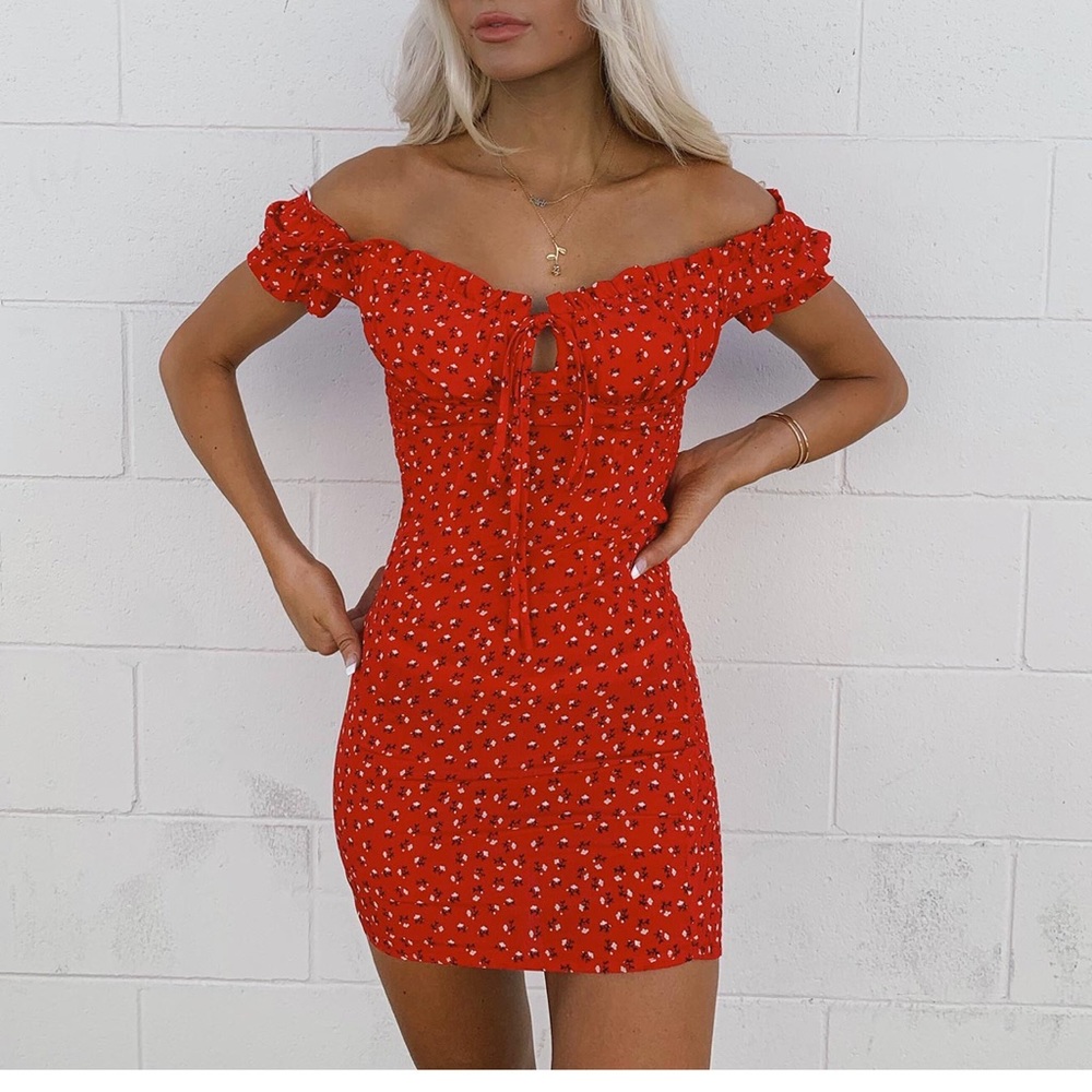 floral red princess Polly mini dress